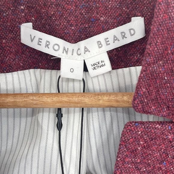 New Veronica Beard I Am Dickey Jacket Blazer Berry Red Pink Size 0 Wool Blend - Picture 2 of 15
